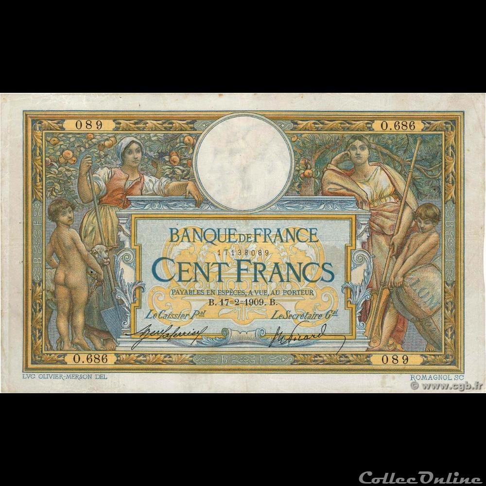 billet france banque de xxe 17 02 1909 o 686 089