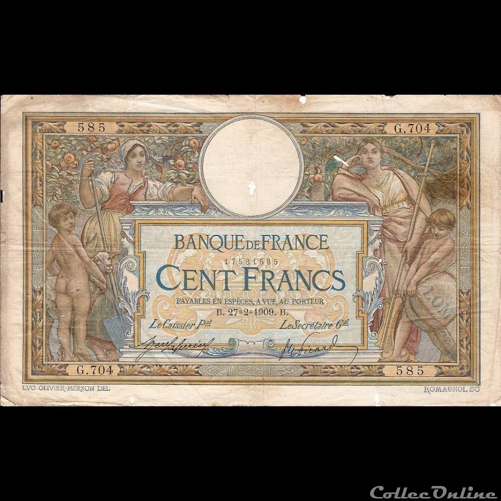 27-02-1909 -- G.704 585 billet france banque de xxe 27 02 1909 g 704 585