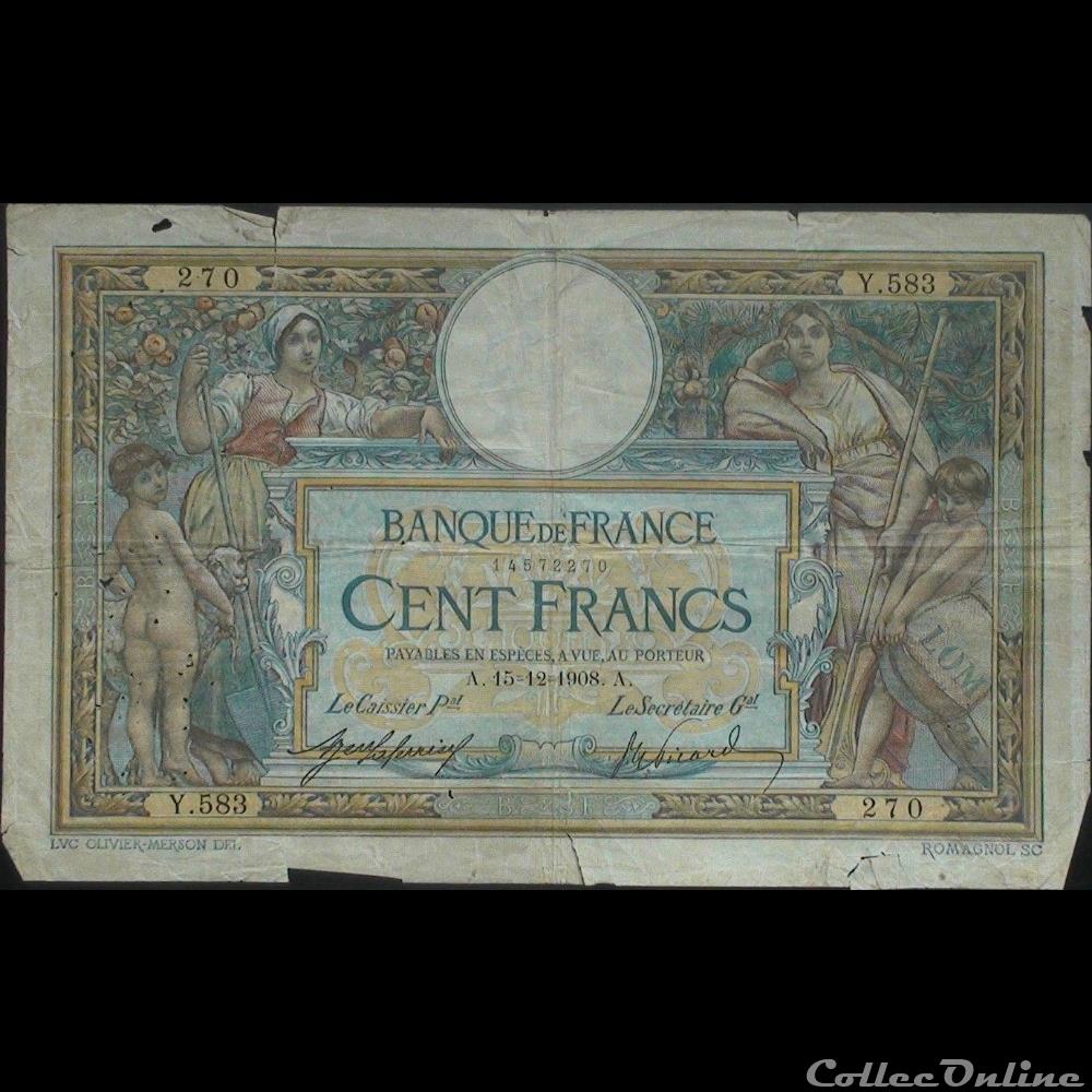 15-12-1908 -- Y.583 270 billet france banque de xxe 15 12 1908 y 583 270