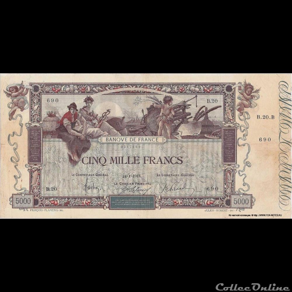 billet france banque de xxe 24 01 1918 b 20 690