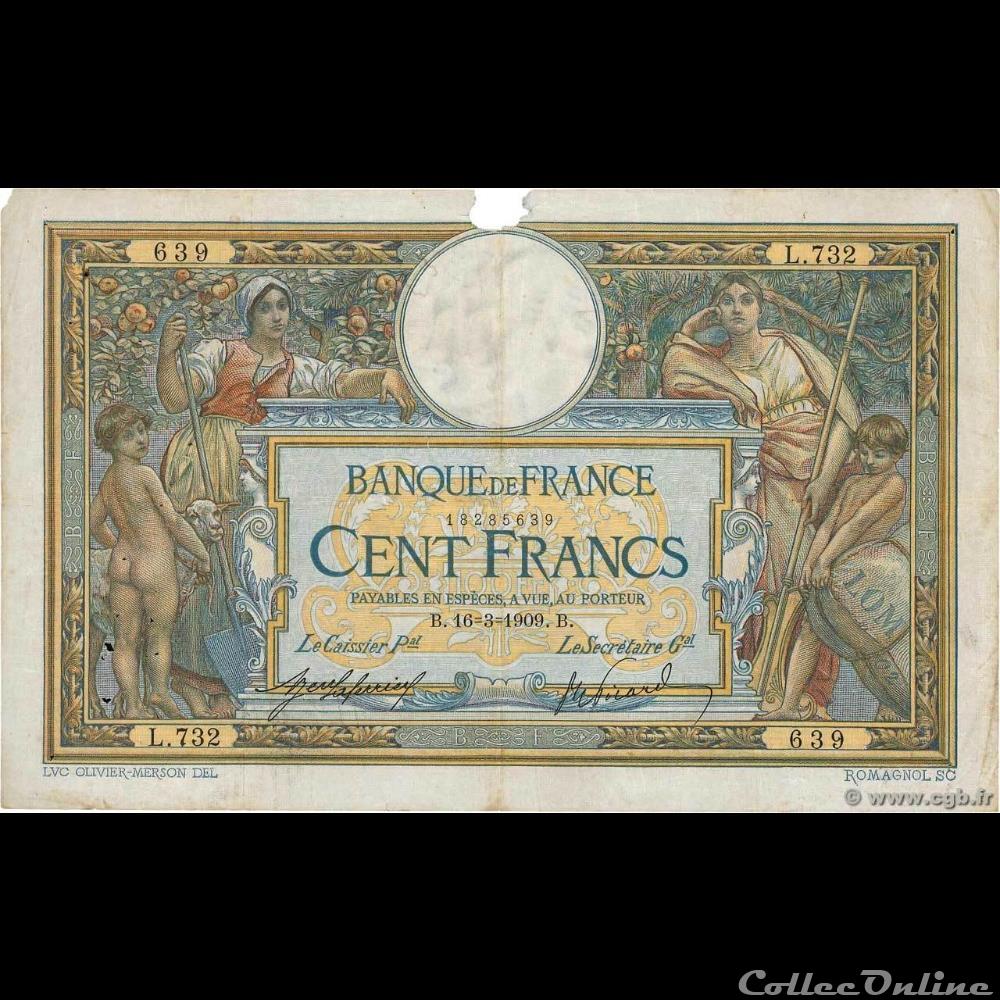 16-03-1909 -- L.732 639 billet france banque de xxe 16 03 1909 l 732 639