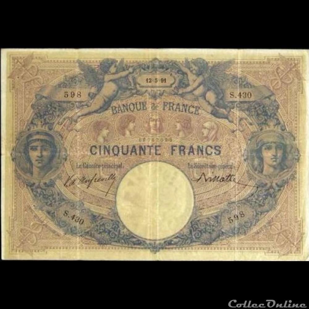 12-05-1891 -- S.430 598 billet france banque de xxe 12 05 1891 s 430 598