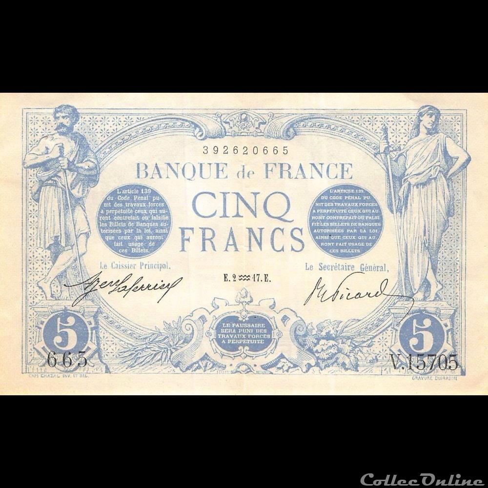 02-01-1917 -- V.15705 665 billet france banque de xxe 02 01 1917 v 15705 665