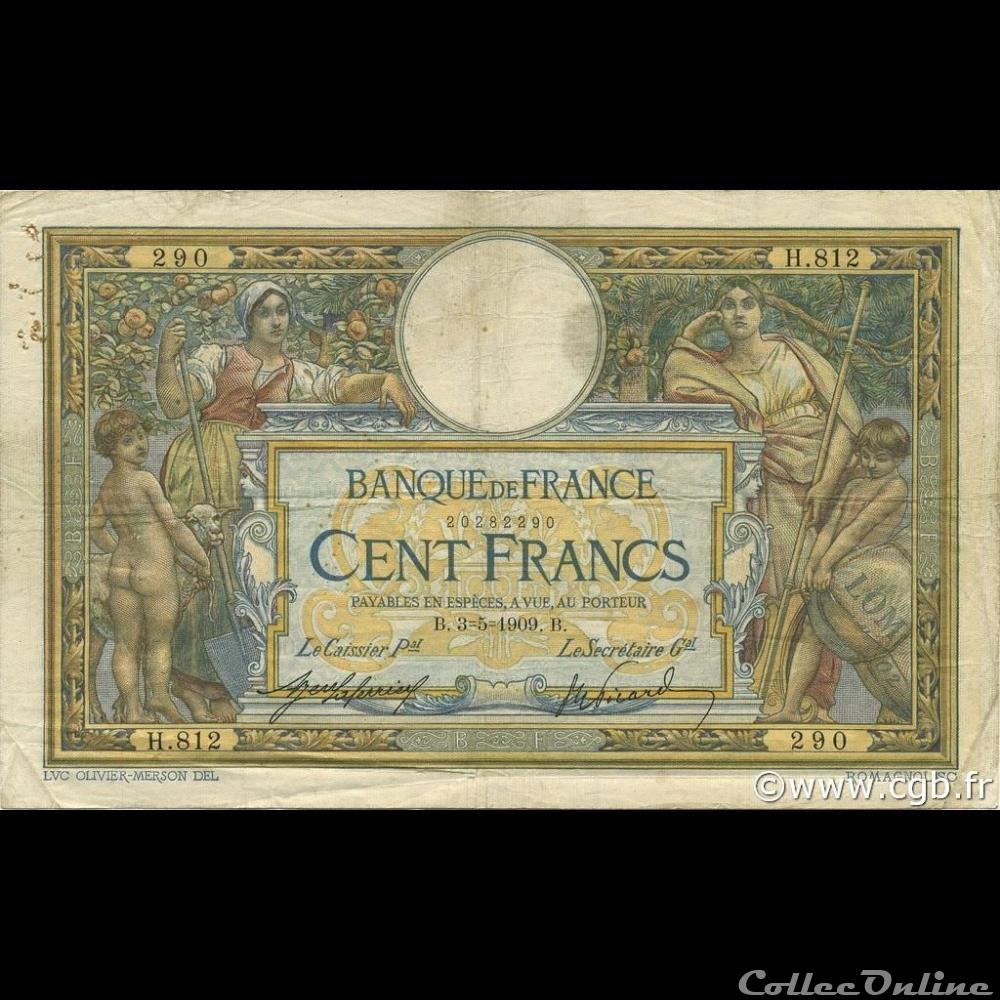 03-05-1909 -- H.812 290 billet france banque de xxe 03 05 1909 h 812 290