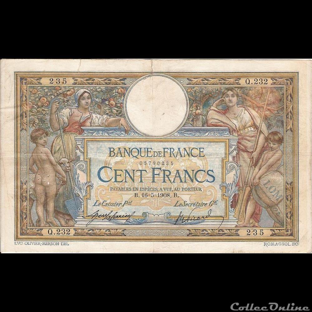 16-05-1908 -- Q.232 235 billet france banque de xxe 16 05 1908 q 232 235
