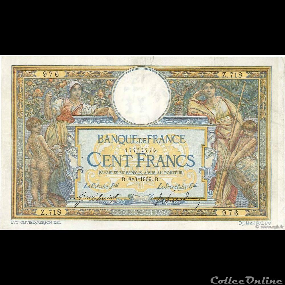 08-03-1909 -- Z.718 976 billet france banque de xxe 08 03 1909 z 718 976