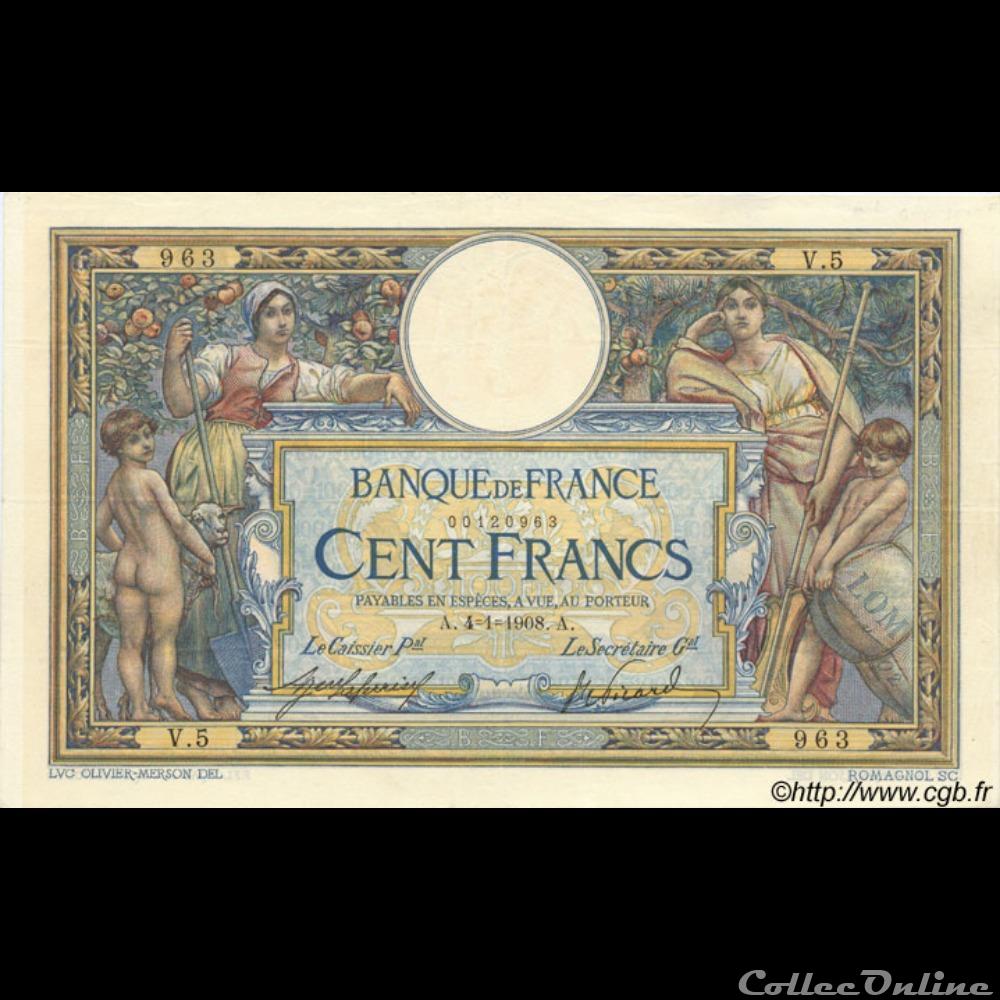 billet france banque de xxe 04 01 1908 v 5 963