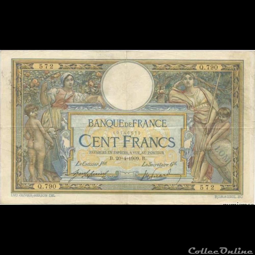 20-04-1909 -- Q.790 572 billet france banque de xxe 20 04 1909 q 790 572