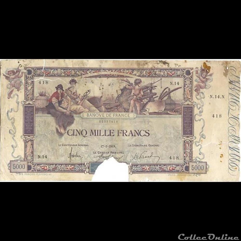 billet france banque de xxe 17 01 1918 n 14 418
