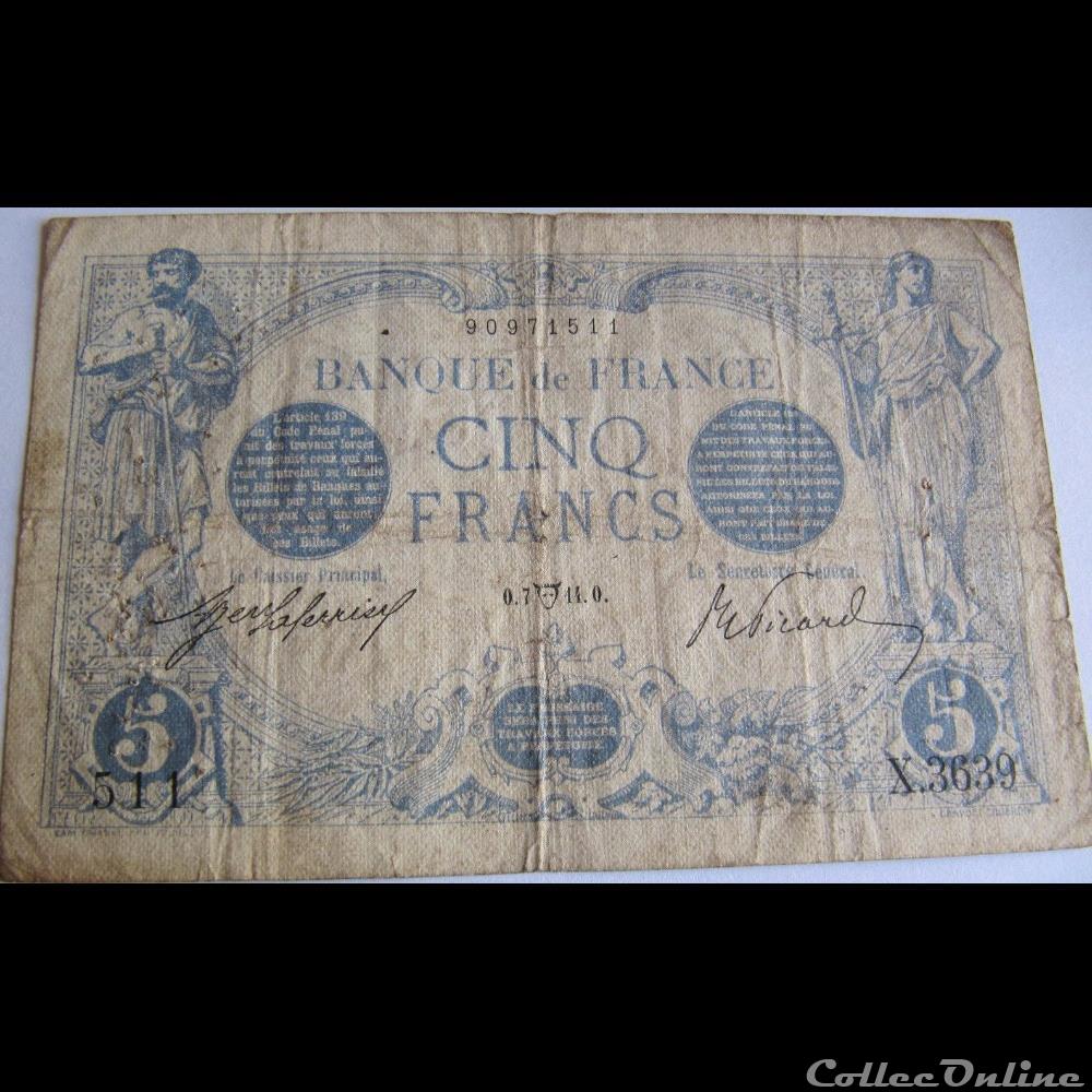 07-04-1914 -- X.3639 511 billet france banque de xxe 07 04 1914 x 3639 511