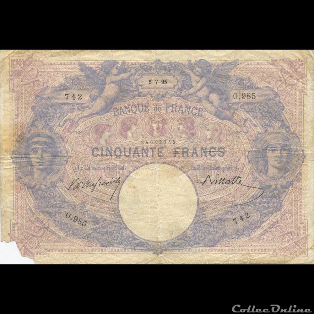 05-07-1895 -- O.985 742 billet france banque de xxe 05 07 1895 o 985 742