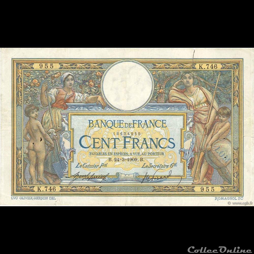 24-03-1909 -- K.746 955 billet france banque de xxe 24 03 1909 k 746 955