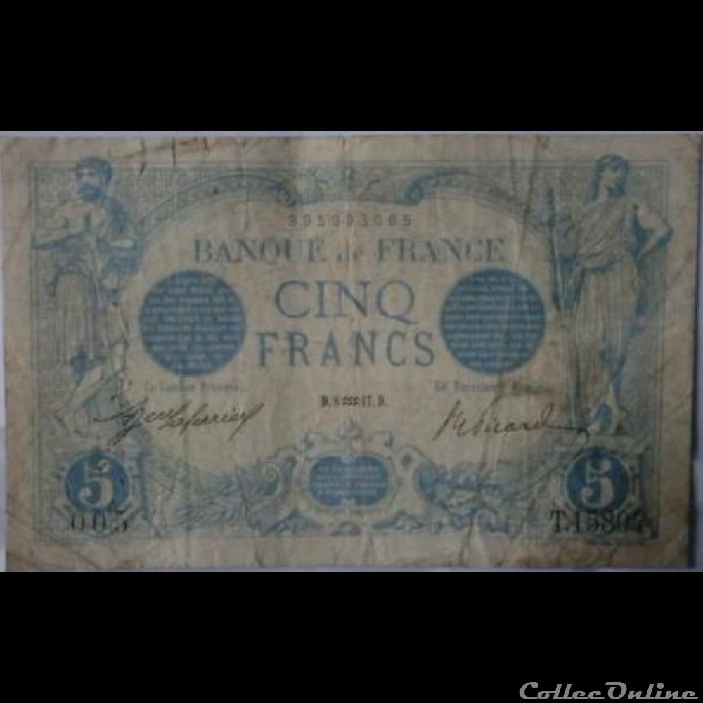 08-01-1917 -- T.15804 005 billet france banque de xxe 08 01 1917 t 15804 005