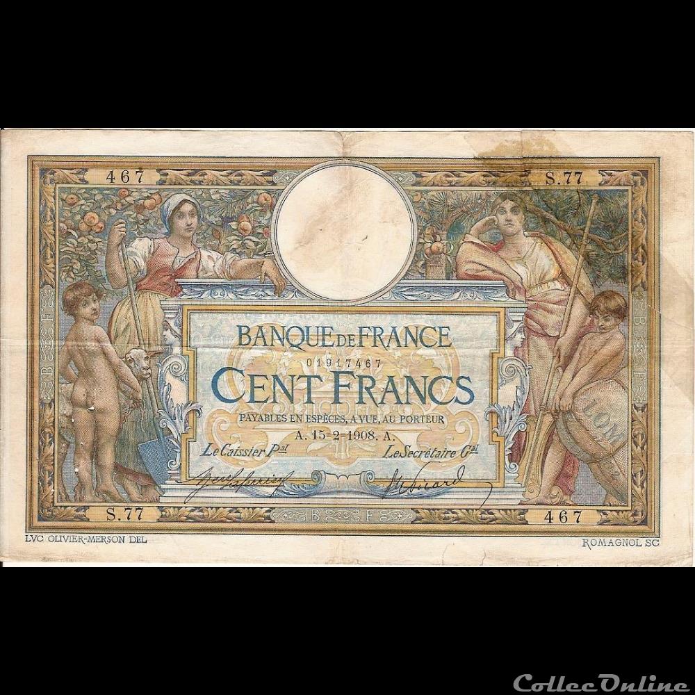 billet france banque de xxe 15 02 1908 s 77 467