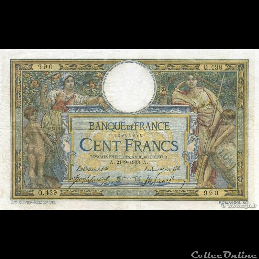 21-09-1908 -- Q.439 990 billet france banque de xxe 21 09 1908 q 439 990