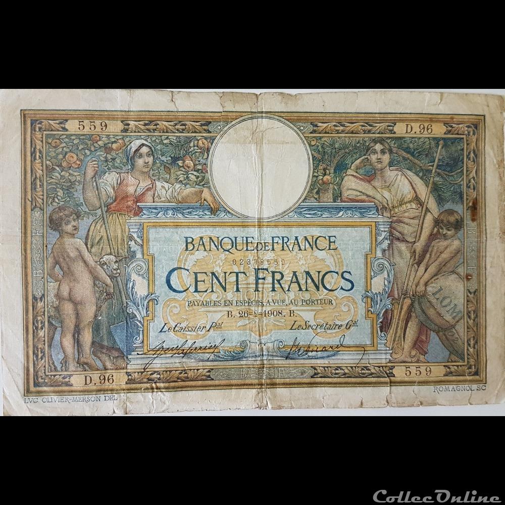 26-02-1908 -- D.96 559 billet france banque de xxe 26 02 1908 d 96 559