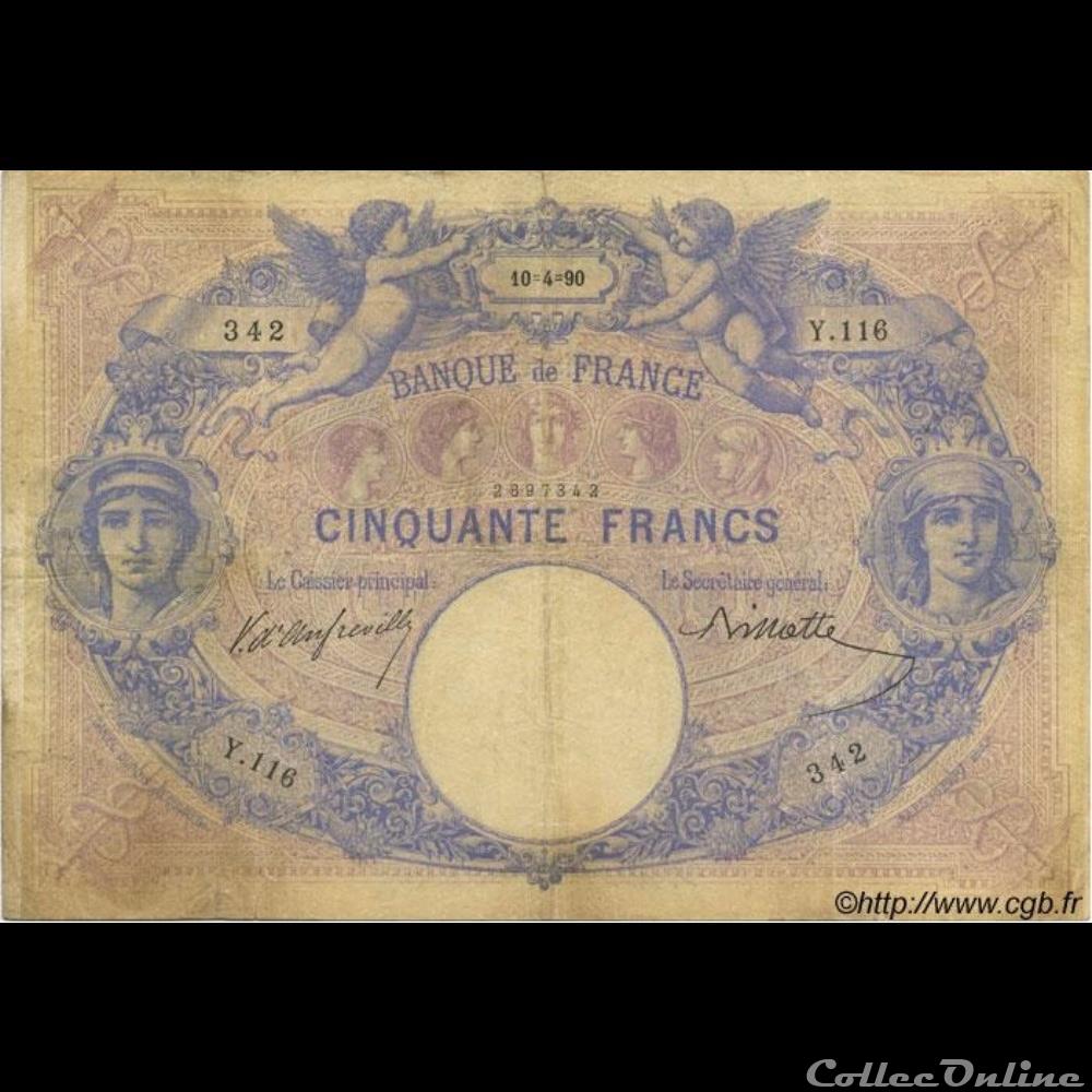 10-04-1890 -- Y.116 342 billet france banque de xxe 10 04 1890 y 116 342