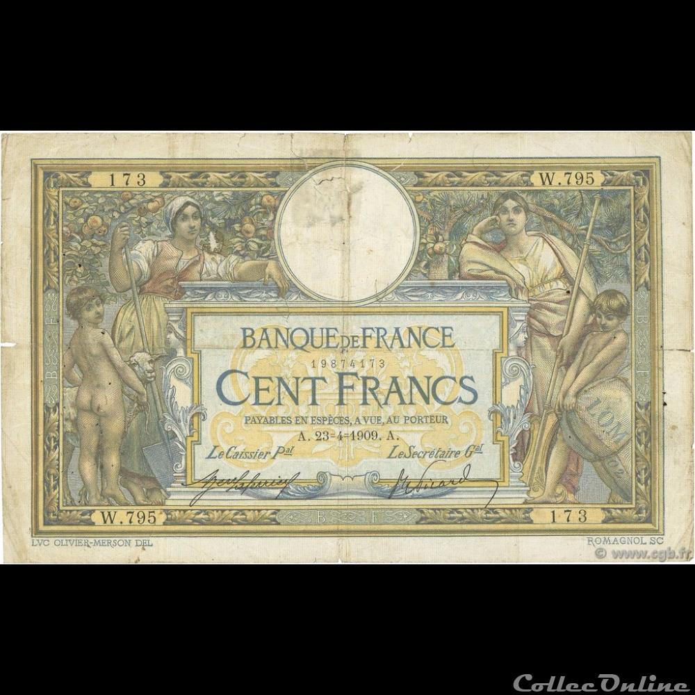23-04-1909 -- W.795 173 billet france banque de xxe 23 04 1909 w 795 173
