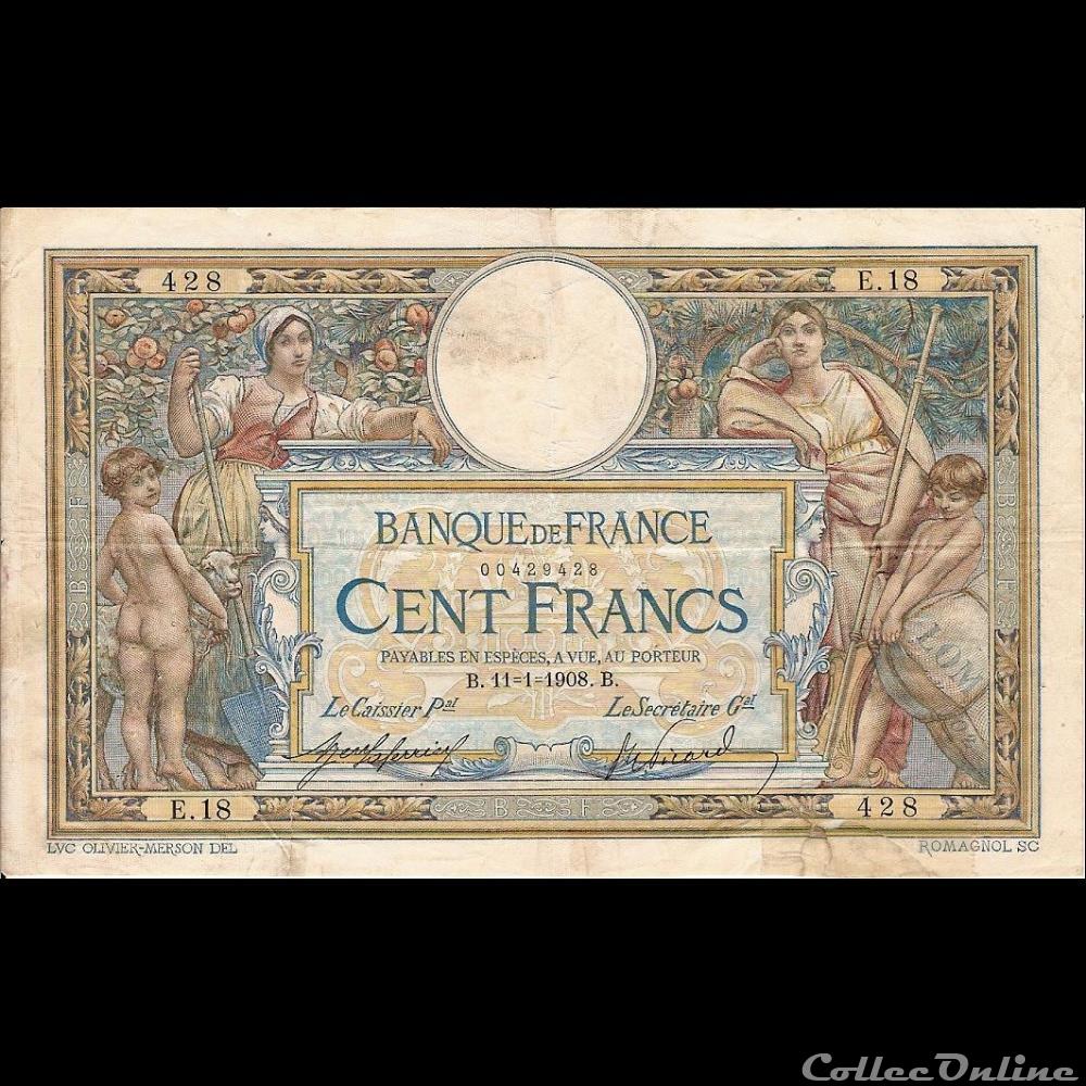 11-01-1908 -- E.18 428 billet france banque de xxe 11 01 1908 e 18 428