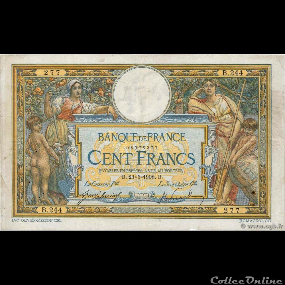 23-05-1908 -- B.244 277 billet france banque de xxe 23 05 1908 b 244 277