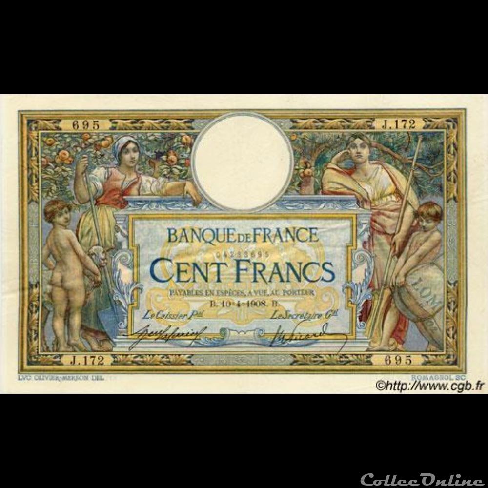 10-04-1908 -- J.172 695 billet france banque de xxe 10 04 1908 j 172 695