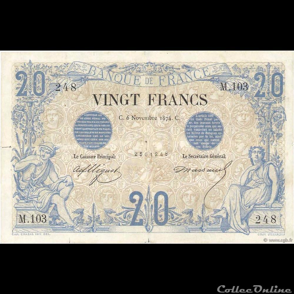 06-11-1874 -- M.103 248 billet france banque de xxe 06 11 1874 m 103 248