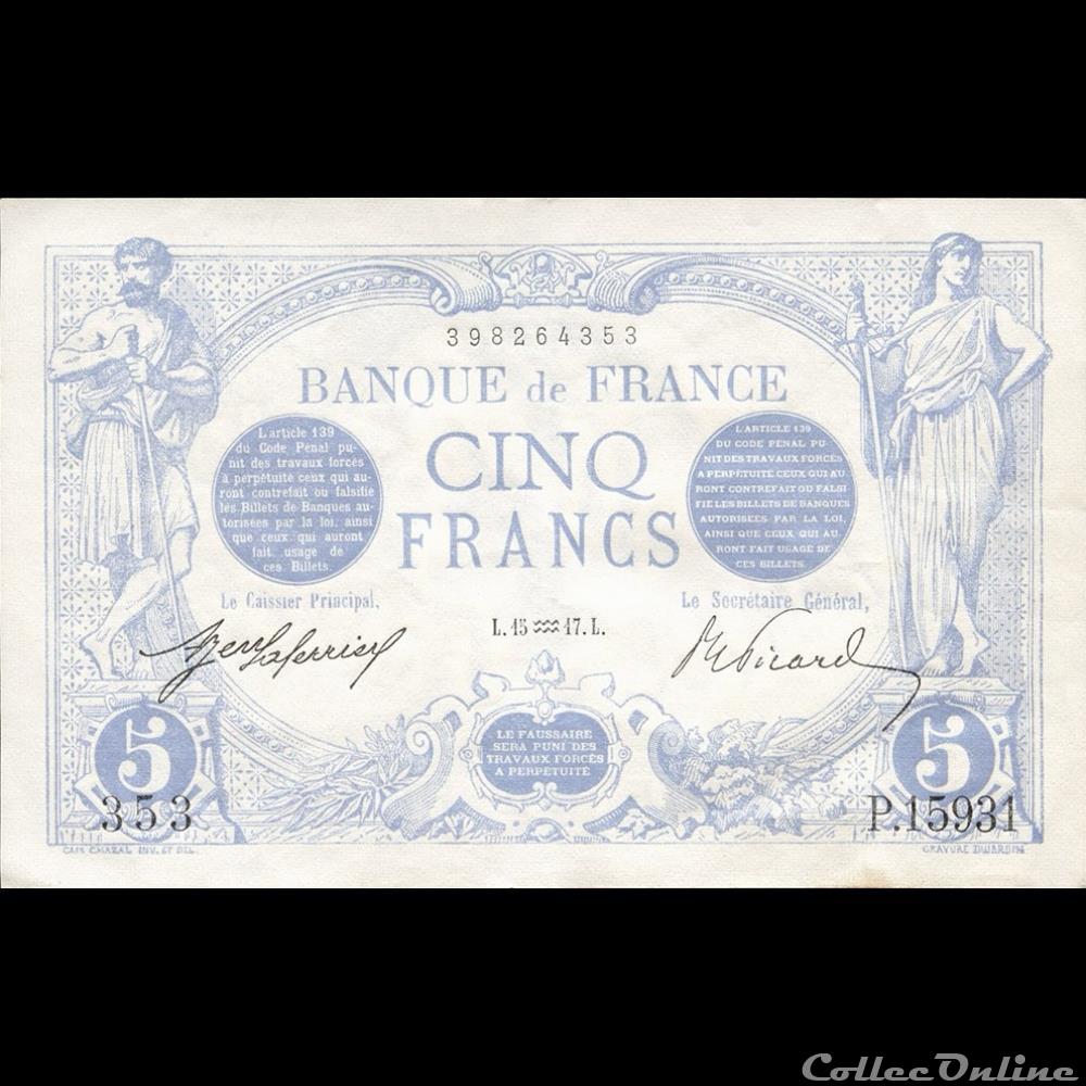 billet france banque de xxe 15 01 1917 p 15931 353