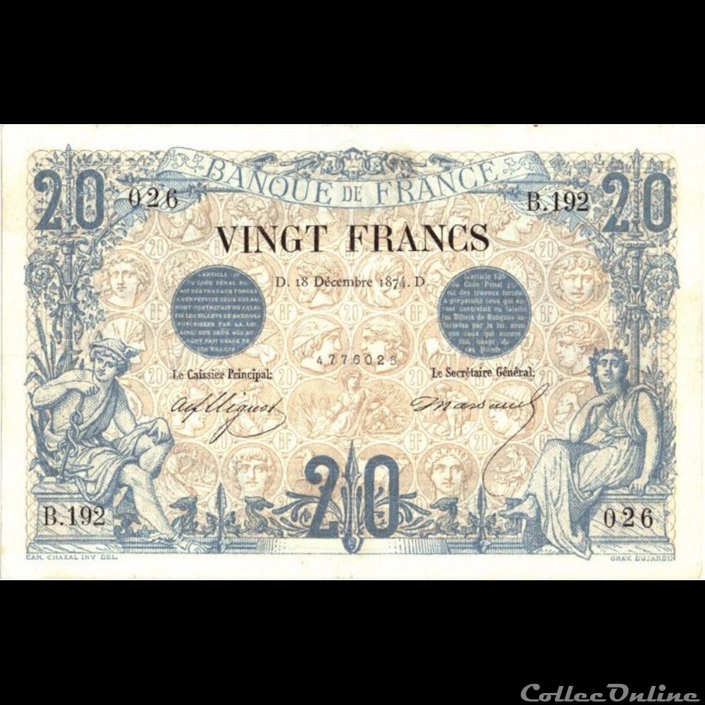 billet france banque de xxe 18 12 1874 b 192 026