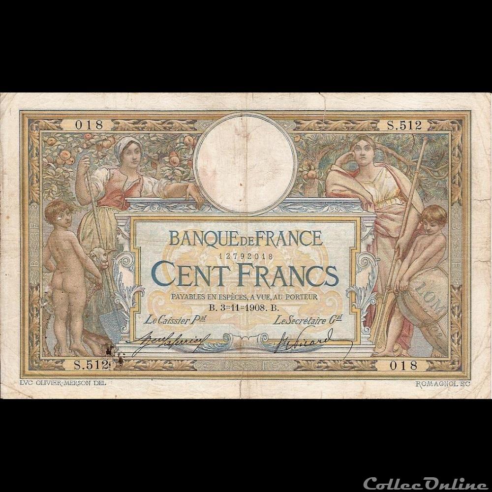 03-11-1908 -- S.512 018 billet france banque de xxe 03 11 1908 s 512 018