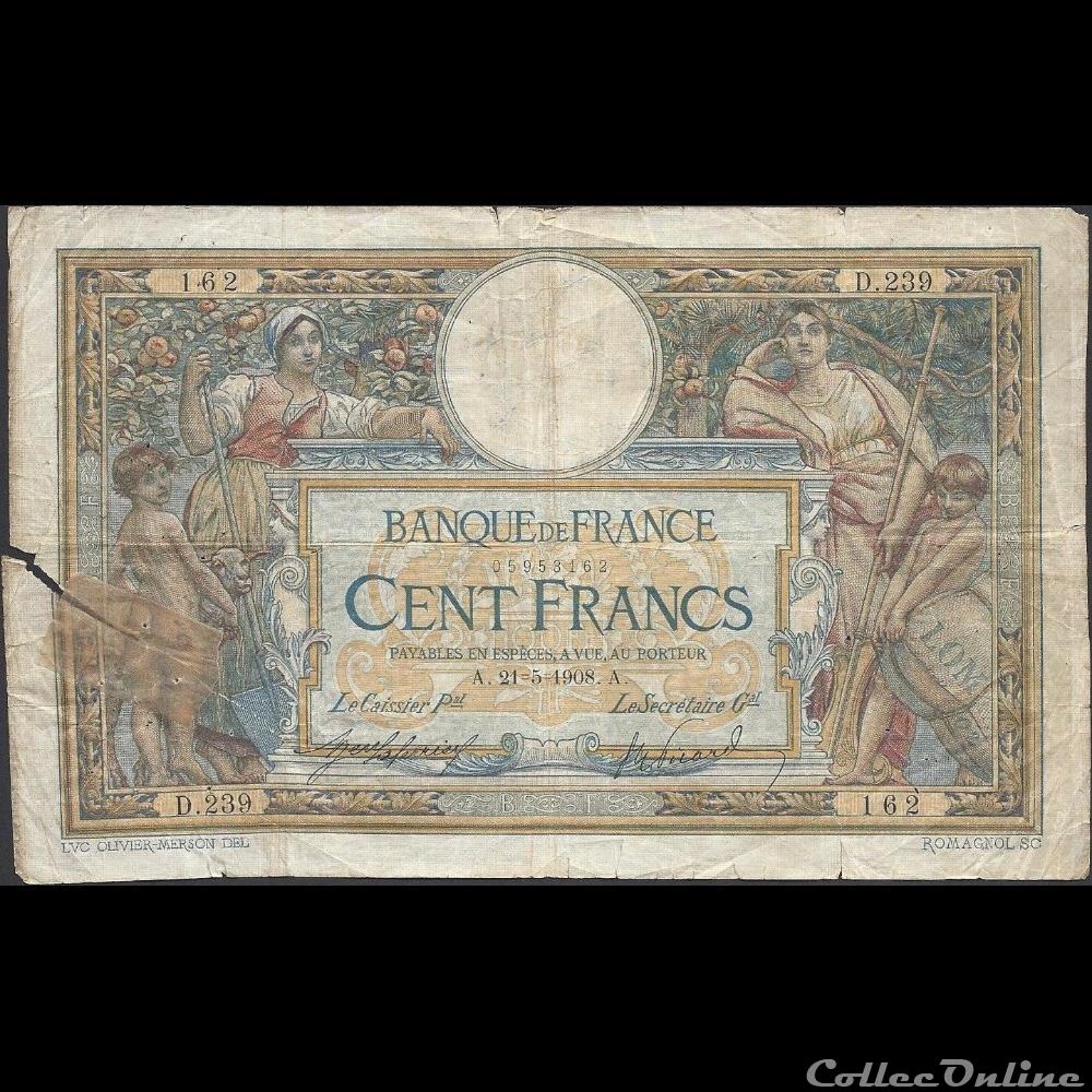 21-05-1908 -- D.239 162 billet france banque de xxe 21 05 1908 d 239 162