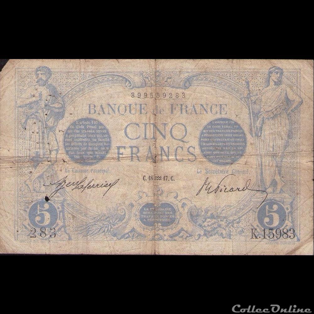 18-01-1917 -- K.15983 283 billet france banque de xxe 18 01 1917 k 15983 283