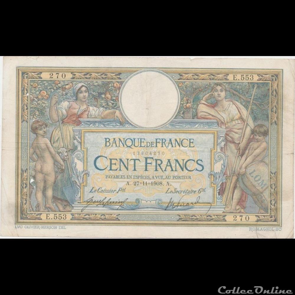 27-11-1908 -- E.553 270 billet france banque de xxe 27 11 1908 e 553 270
