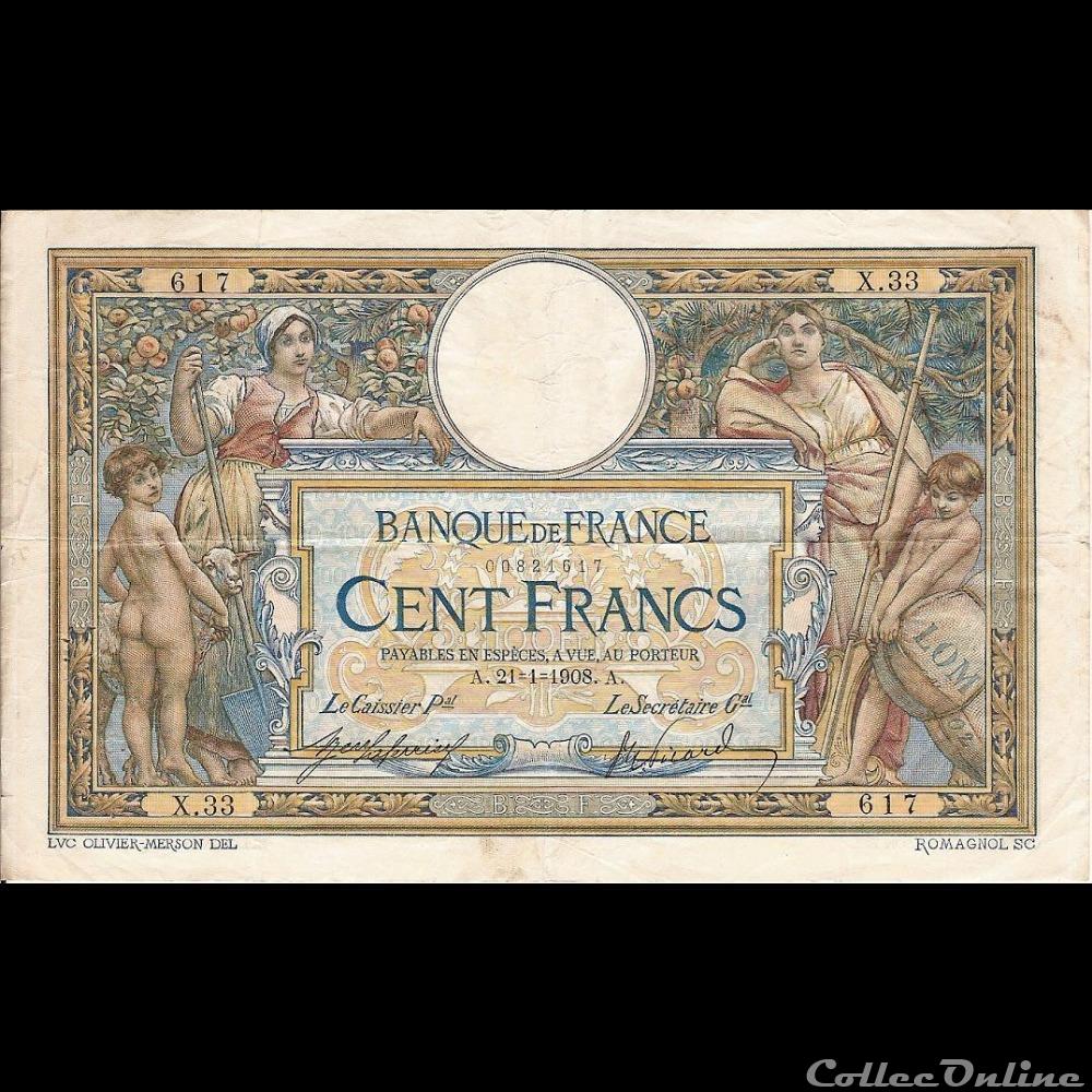 21-01-1908 -- X.33 617 billet france banque de xxe 21 01 1908 x 33 617