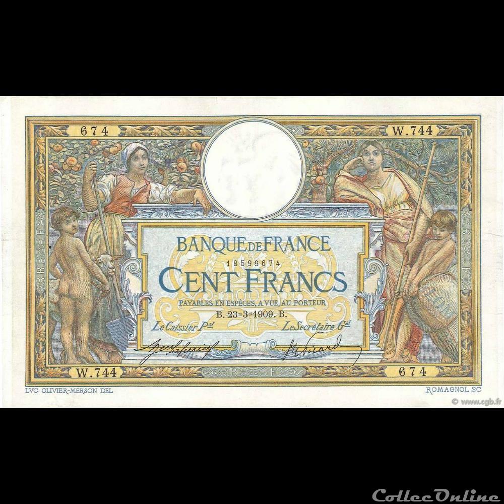 23-03-1909 -- W.744 674 billet france banque de xxe 23 03 1909 w 744 674