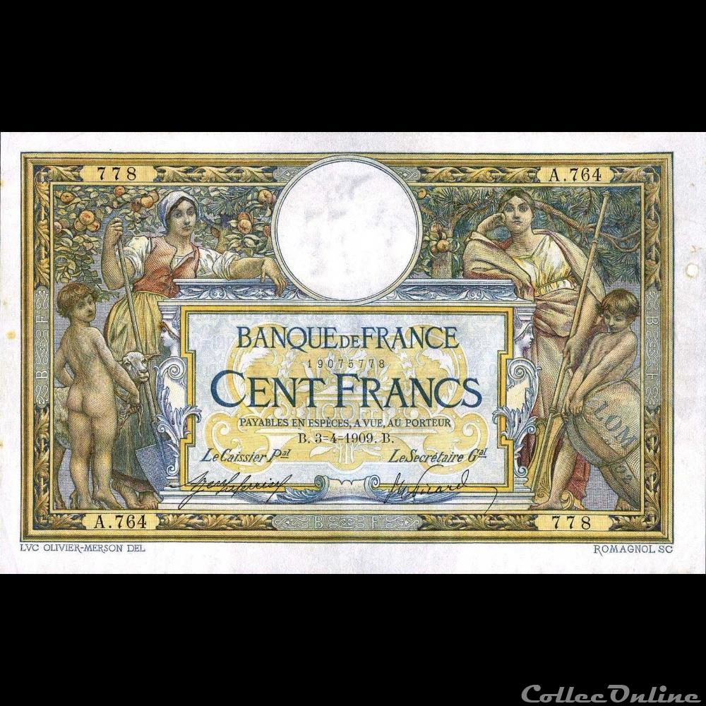 03-04-1909 -- A.764 778 billet france banque de xxe 03 04 1909 a 764 778