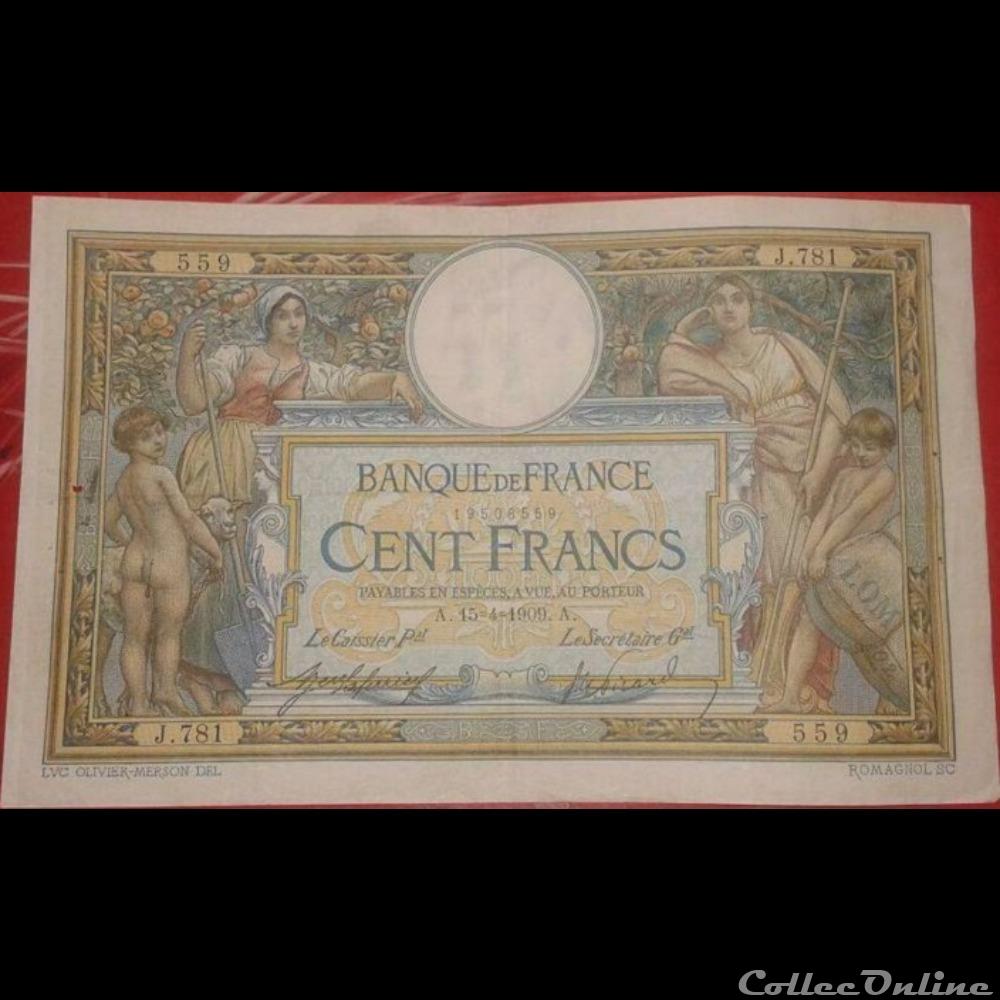 15-04-1909 -- J.781 559 billet france banque de xxe 15 04 1909 j 781 559