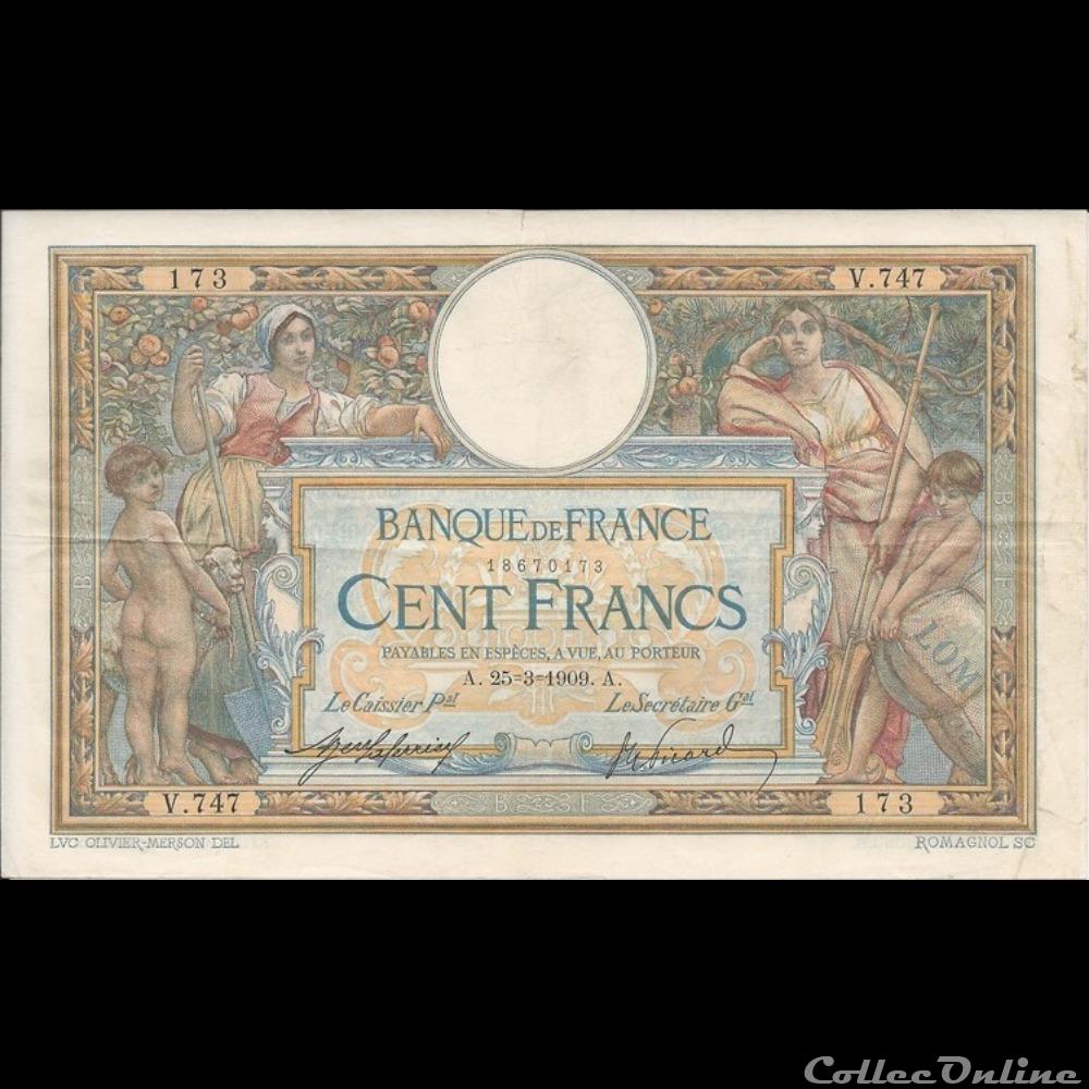 25-03-1909 -- V.747 173 billet france banque de xxe 25 03 1909 v 747 173