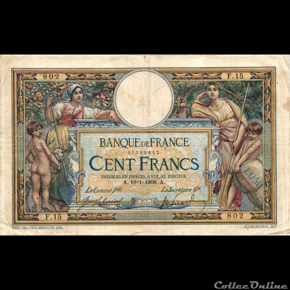 10-01-1908 -- F.15 802 billet france banque de xxe 10 01 1908 f 15 802
