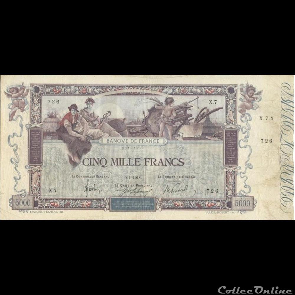 09-01-1918 -- X.7 726 billet france banque de xxe 09 01 1918 x 7 726