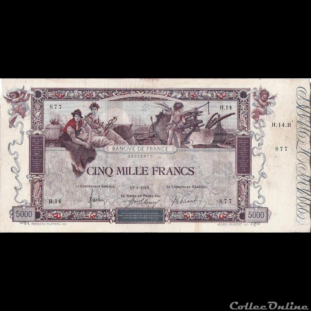 17-01-1918 -- H.14 877 billet france banque de xxe 17 01 1918 h 14 877