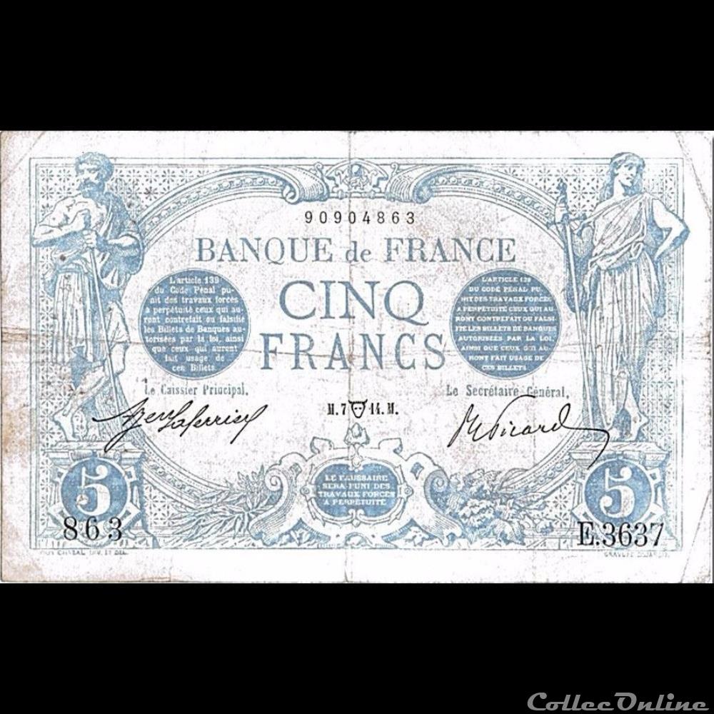 07-04-1914 -- E.3637 863 billet france banque de xxe 07 04 1914 e 3637 863