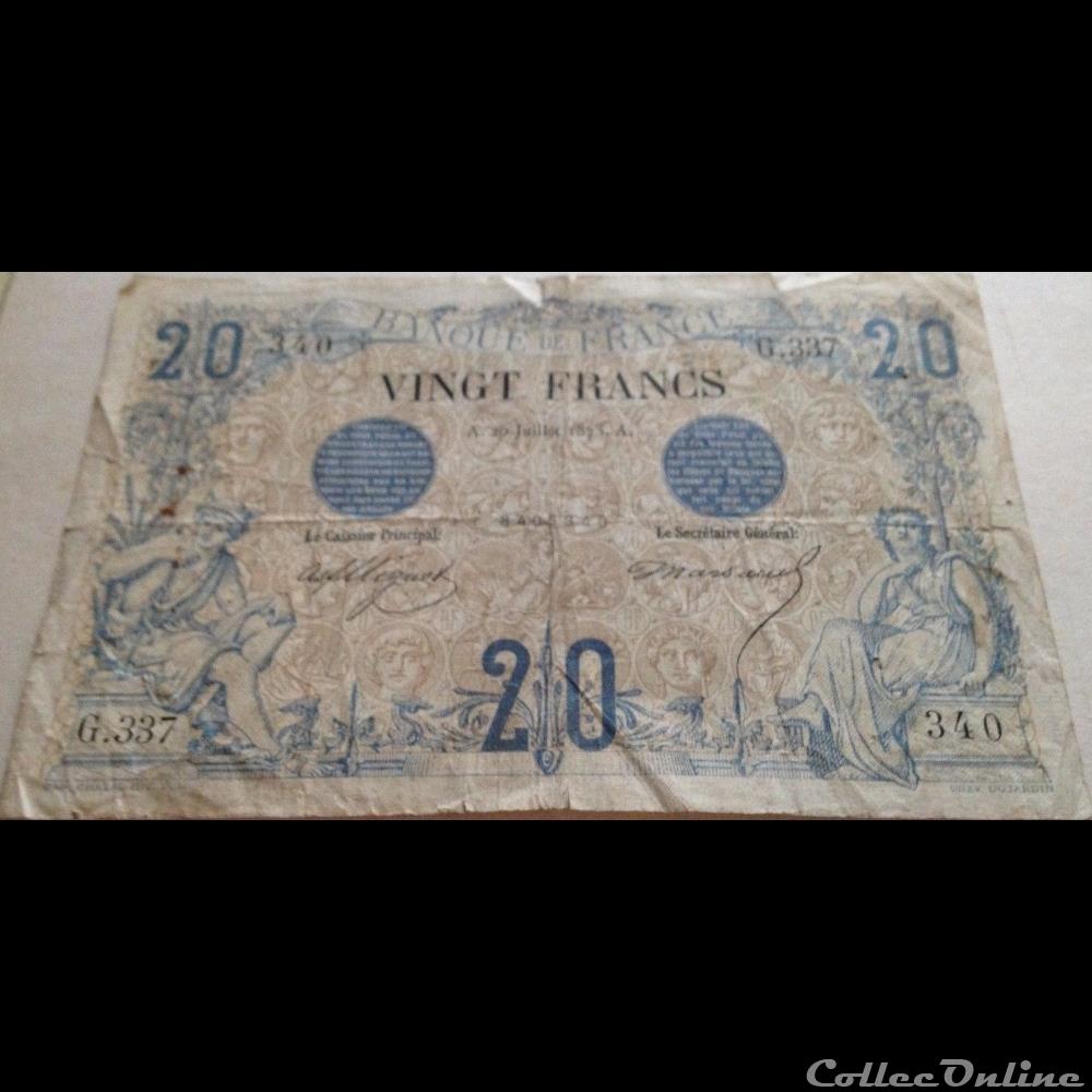 20-07-1875 -- G.337 340 billet france banque de xxe 20 07 1875 g 337 340