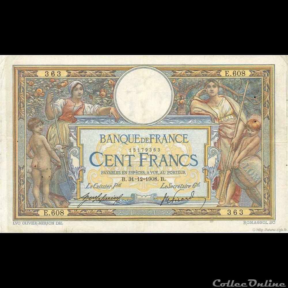 billet france banque de xxe 31 12 1908 e 608 363