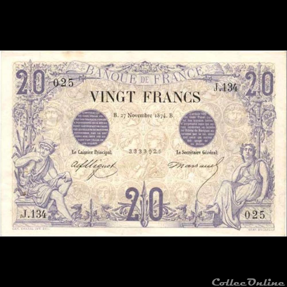 27-11-1874 -- J.134 025 billet france banque de xxe 27 11 1874 j 134 025