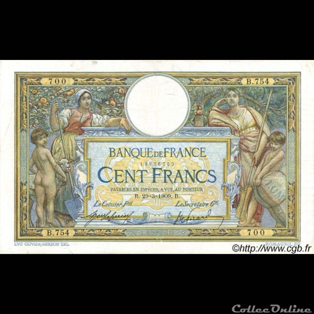 29-03-1909 -- B.754 700 billet france banque de xxe 29 03 1909 b 754 700
