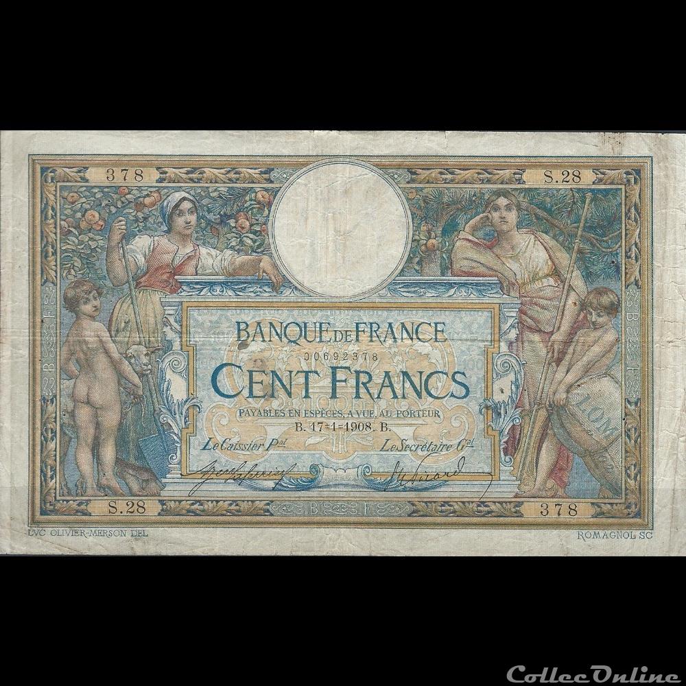 billet france banque de xxe 17 01 1908 s 28 378