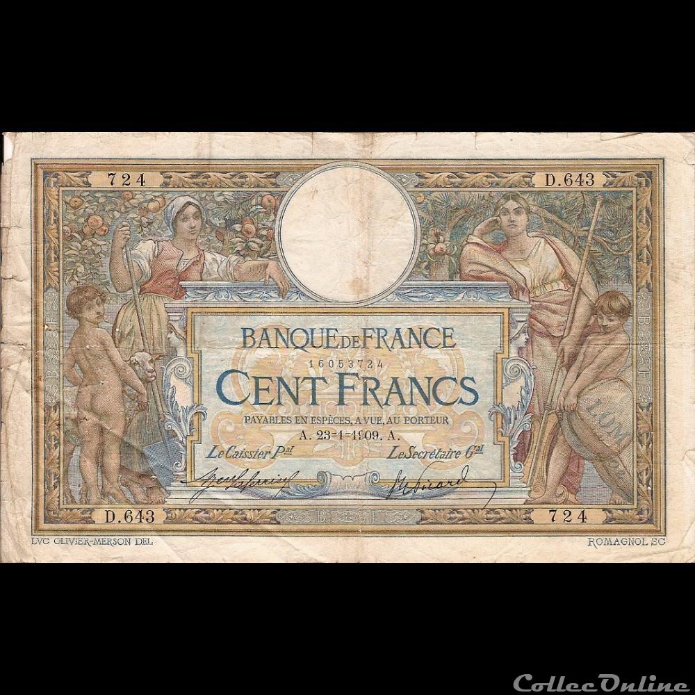 23-01-1909 -- D.643 724 billet france banque de xxe 23 01 1909 d 643 724