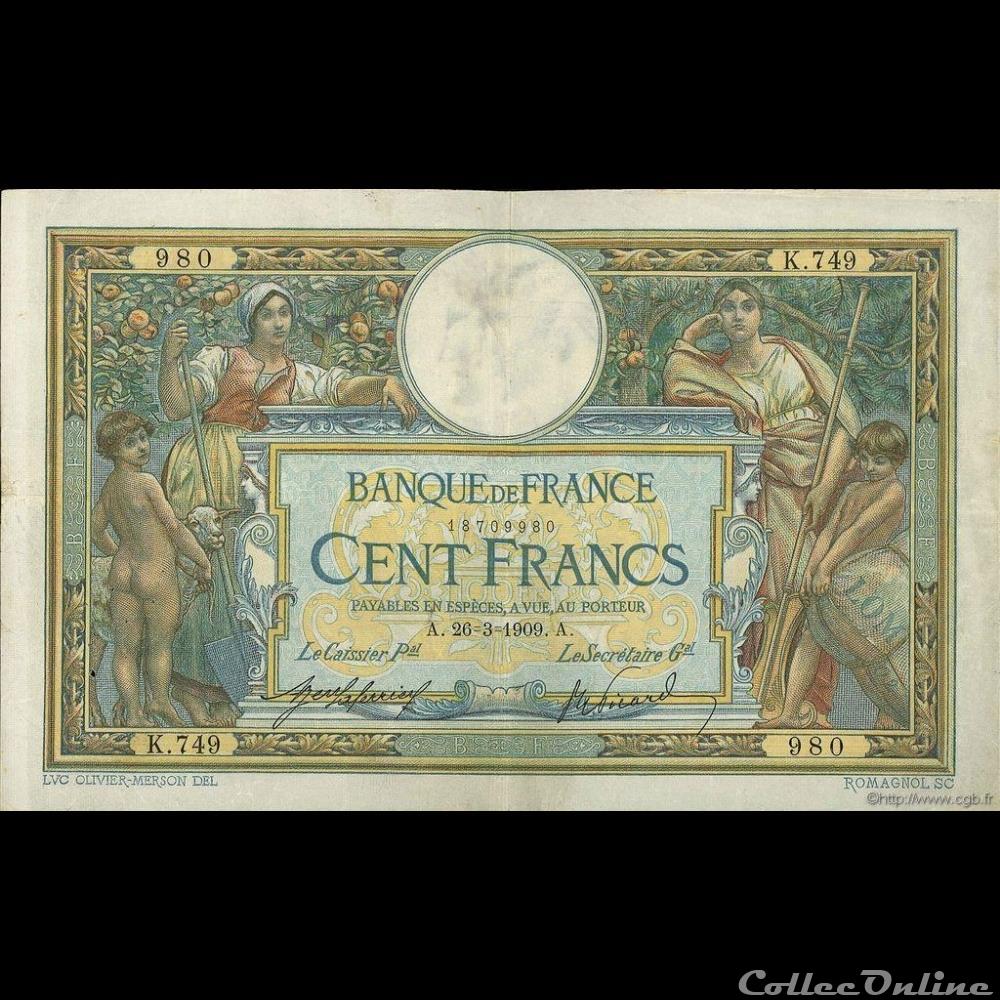 26-03-1909 -- K.749 980 billet france banque de xxe 26 03 1909 k 749 980
