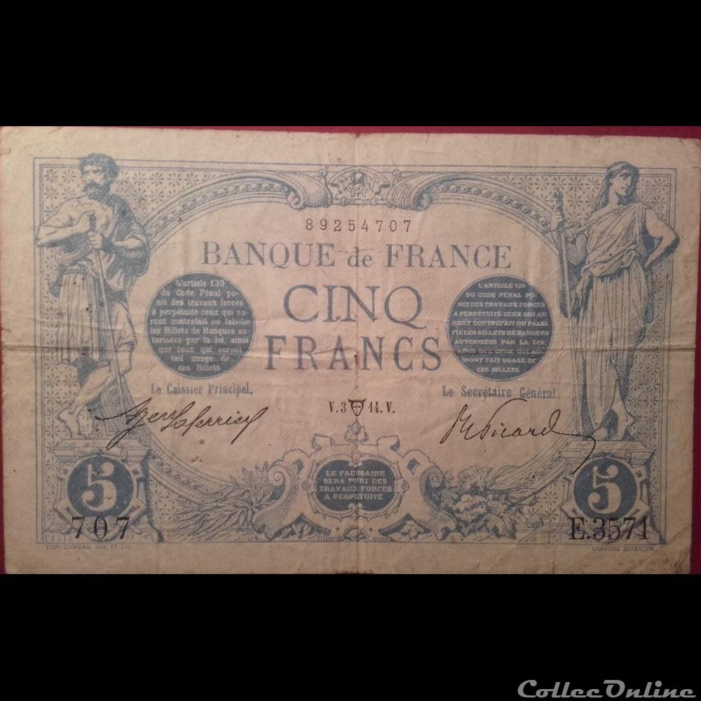 03-04-1914 -- E.3571 707 billet france banque de xxe 03 04 1914 e 3571 707