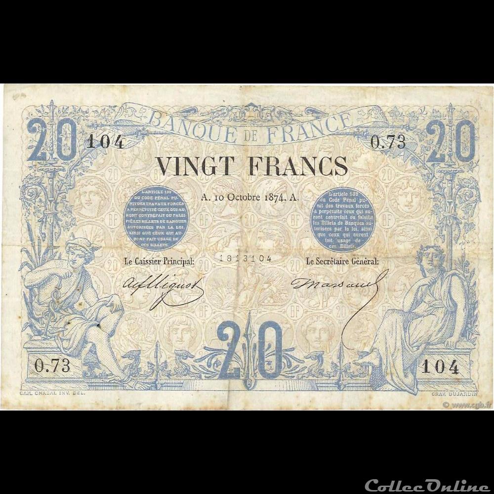 billet france banque de xxe 10 10 1874 o 73 104